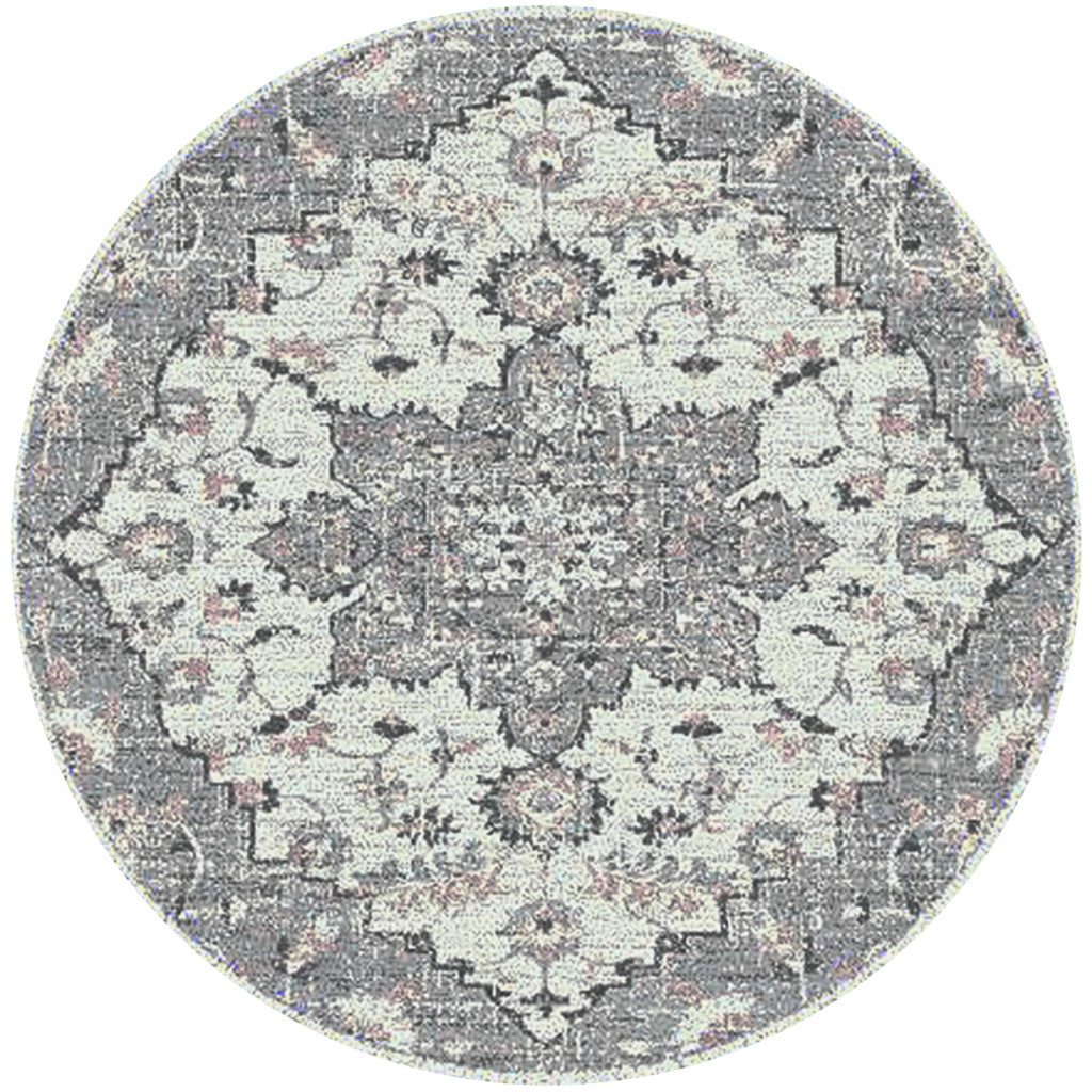 2' x 3' Gray Medallion Power Loom Area Rug