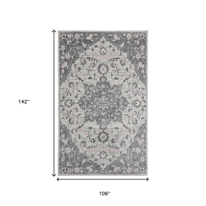 2' x 3' Gray Medallion Power Loom Area Rug