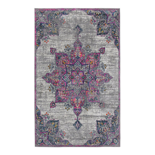 2' X 3' Pink Gray And Blue Area Rug