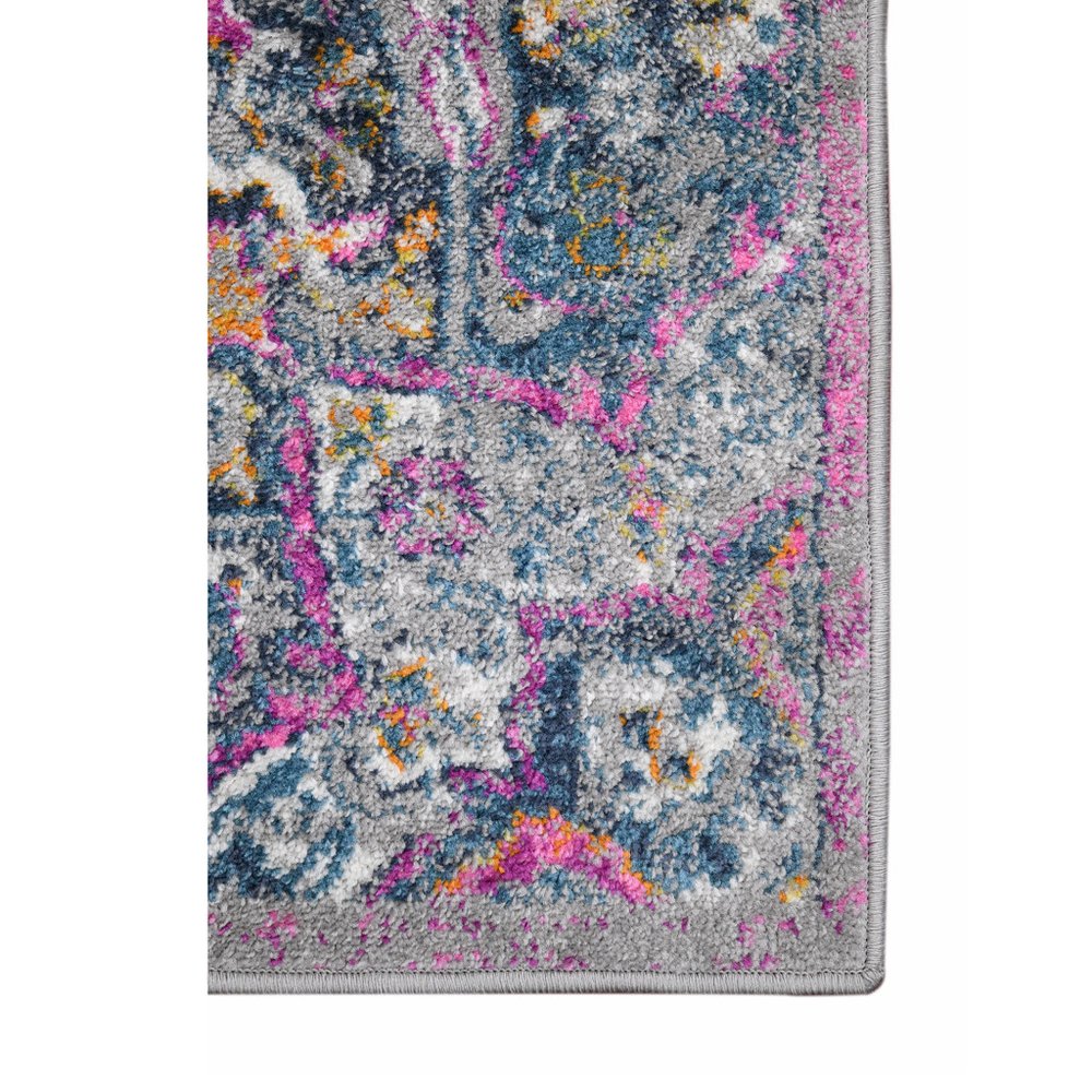8' X 11' Pink Gray And Blue Area Rug