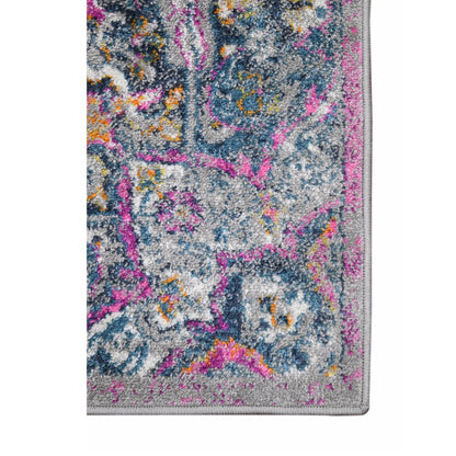 8' X 11' Pink Gray And Blue Area Rug