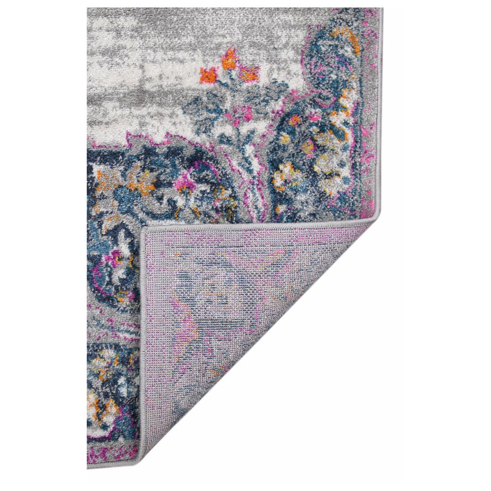 8' X 11' Pink Gray And Blue Area Rug