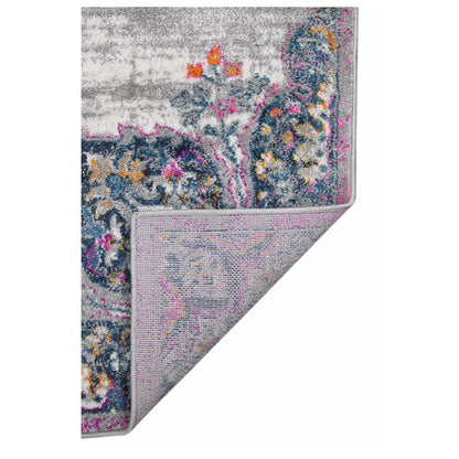 8' X 11' Pink Gray And Blue Area Rug