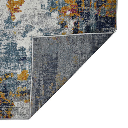 8' X 8' Blue Orange And Gray Area Rug