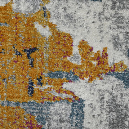 8' X 8' Blue Orange And Gray Area Rug