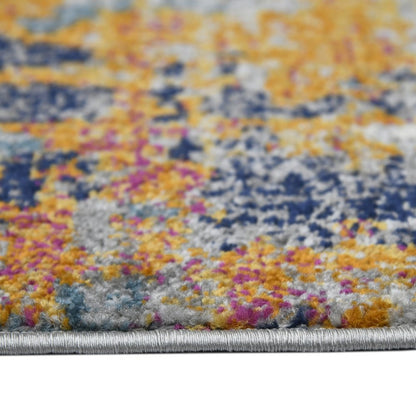 8' X 8' Blue Orange And Gray Area Rug