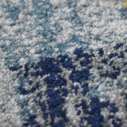 8' X 8' Blue Orange And Gray Area Rug