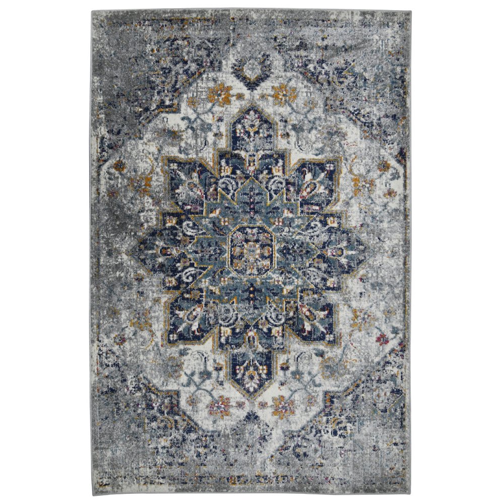 8' X 11' Gray Blue And Brown Area Rug