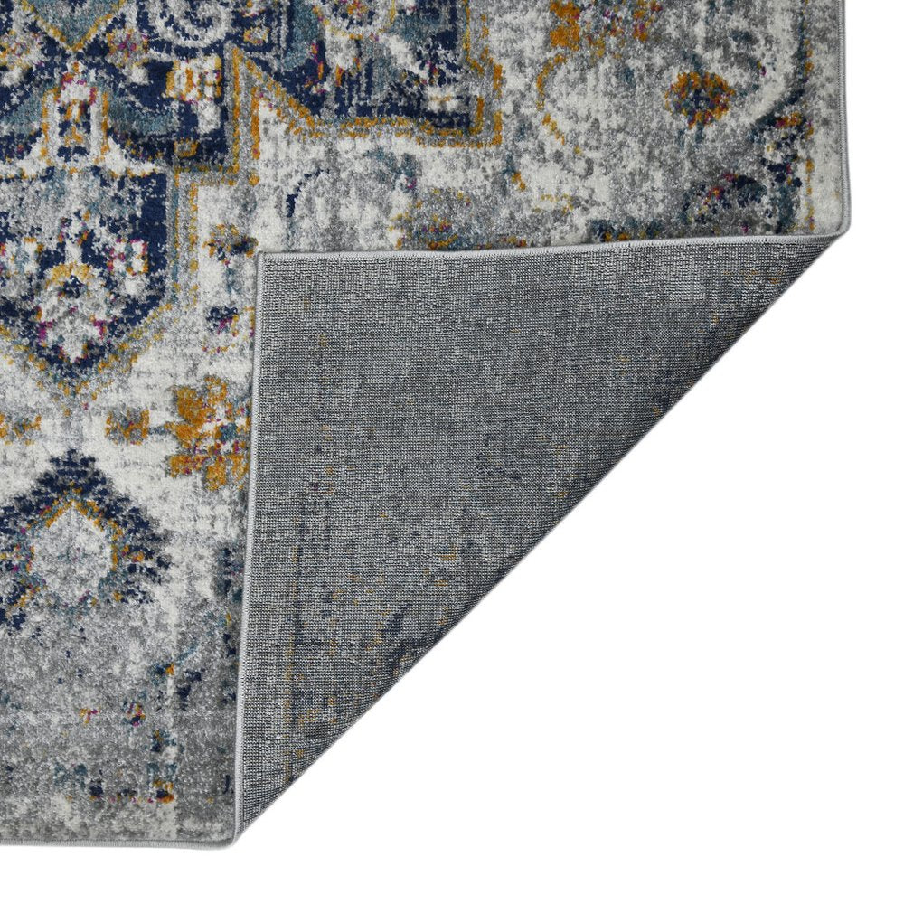 8' X 11' Gray Blue And Brown Area Rug