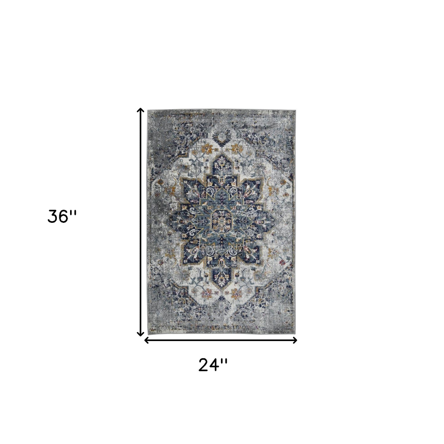 2' x 3' Gray Medallion Power Loom Area Rug