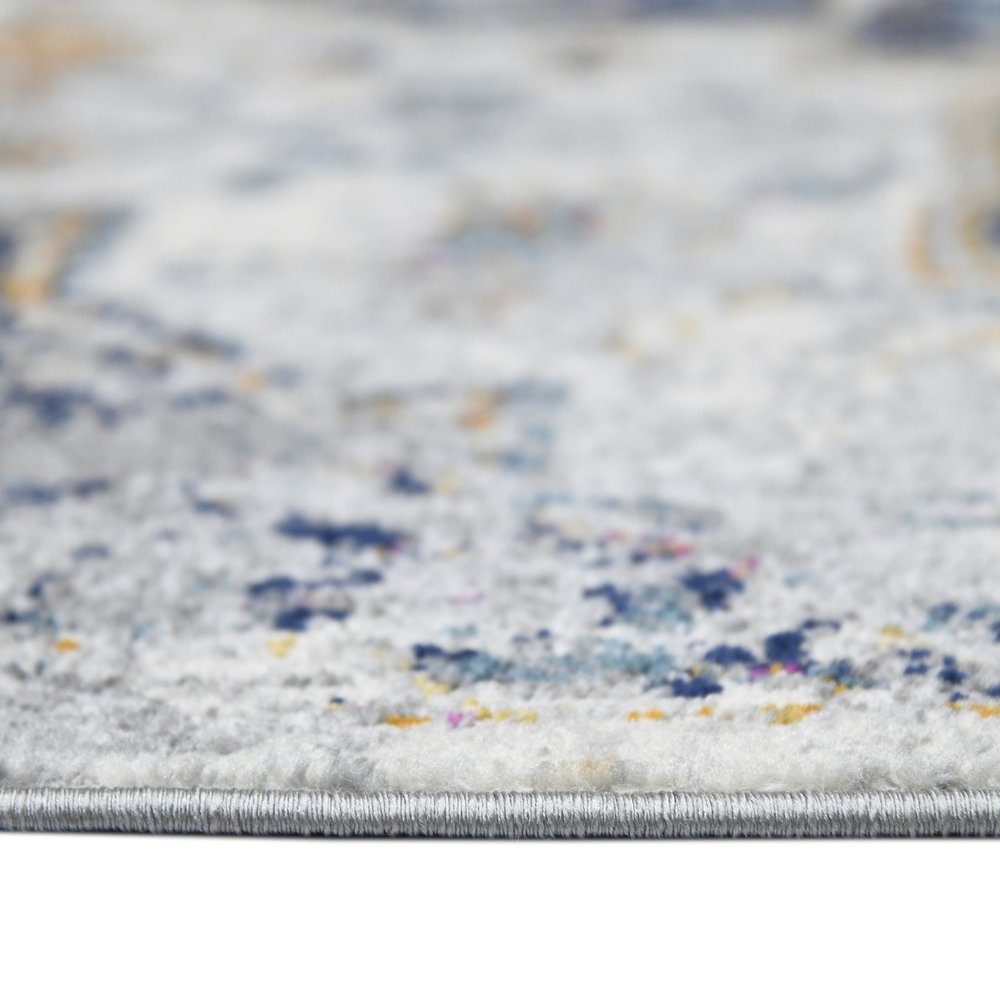 5' X 7' Gray Blue And Brown Area Rug