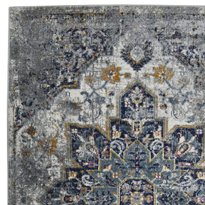 2' x 3' Gray Medallion Power Loom Area Rug