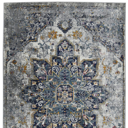 2' x 3' Gray Medallion Power Loom Area Rug