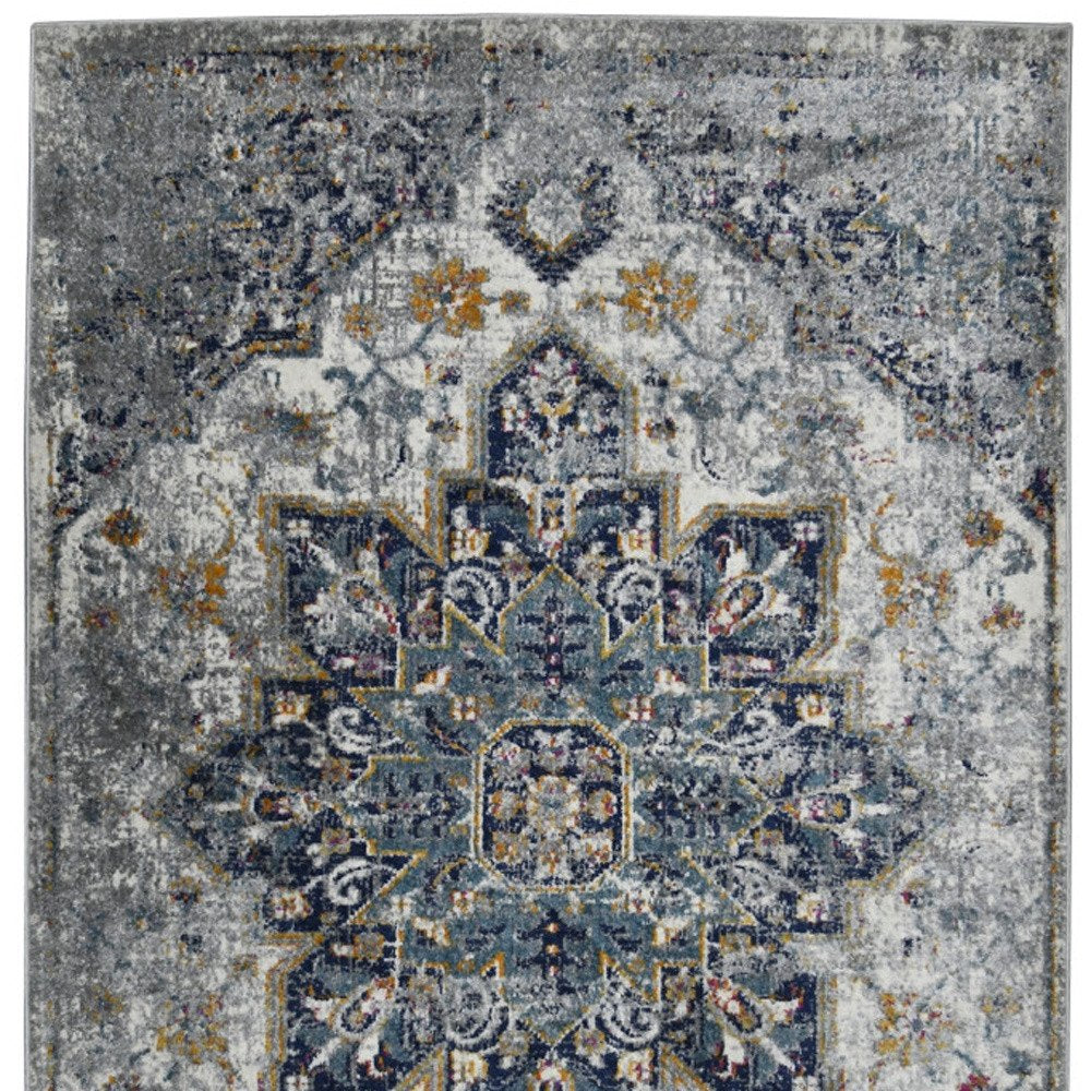8' X 11' Gray Blue And Brown Area Rug