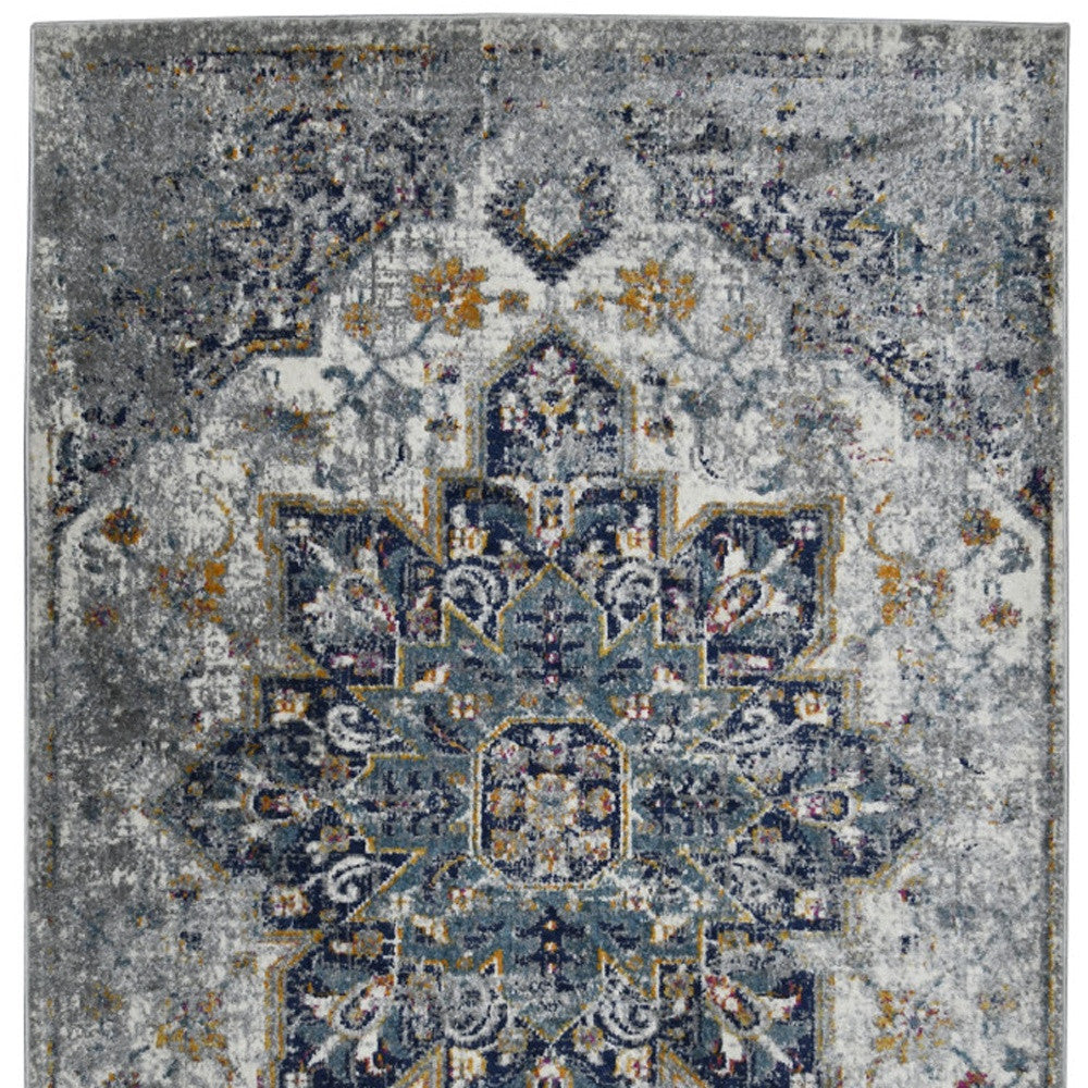 5' X 7' Gray Medallion Power Loom Area Rug