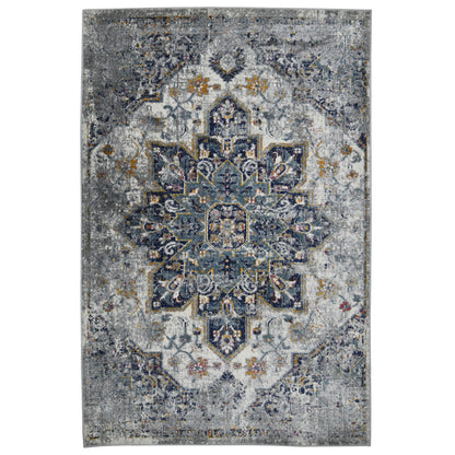 5' X 7' Gray Medallion Power Loom Area Rug