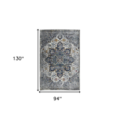 2' x 3' Gray Medallion Power Loom Area Rug