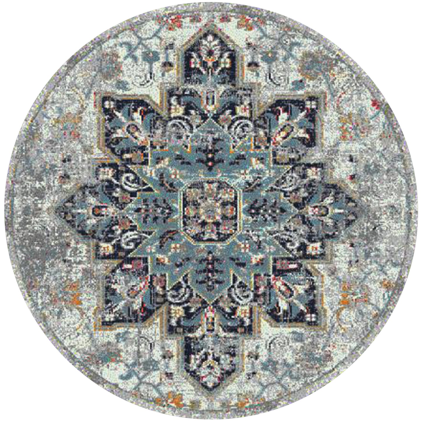 2' x 3' Gray Medallion Power Loom Area Rug