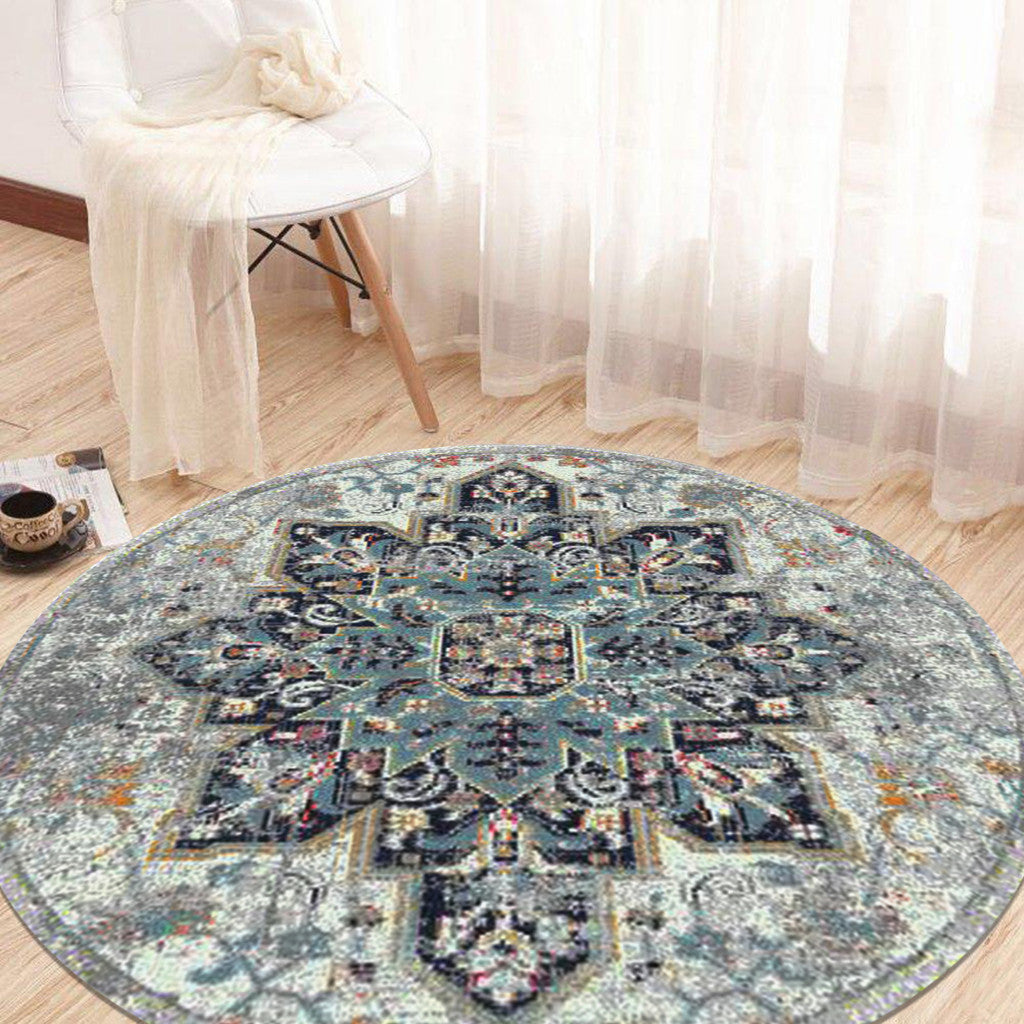 2' x 3' Gray Medallion Power Loom Area Rug