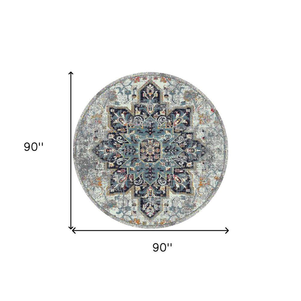 8' X 11' Gray Blue And Brown Area Rug