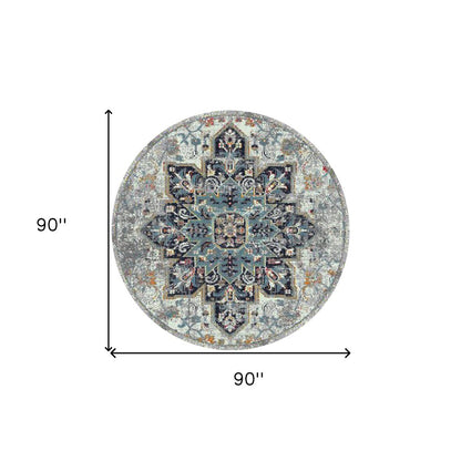 8' X 11' Gray Blue And Brown Area Rug