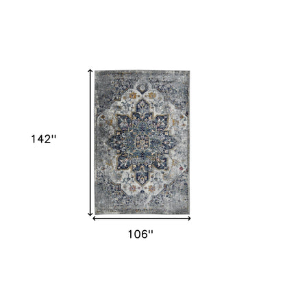 2' x 3' Gray Medallion Power Loom Area Rug