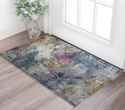 2' X 3' Blue Gray And Purple Area Rug