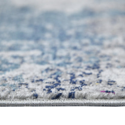 9' X 12' Blue Gray And Purple Area Rug