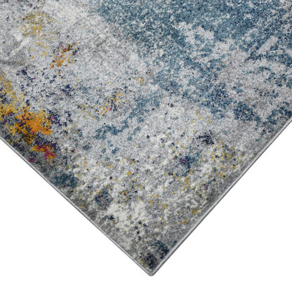 9' X 12' Blue Gray And Purple Area Rug