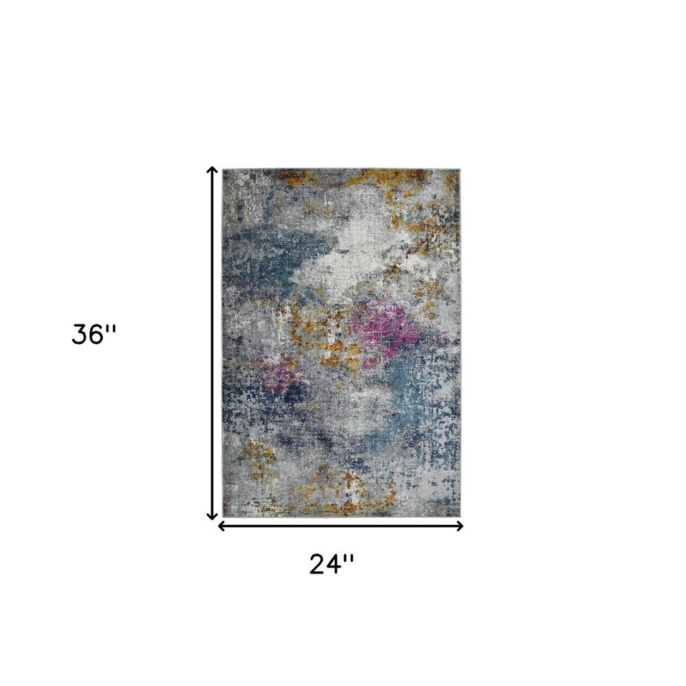2' X 3' Blue Gray And Purple Area Rug