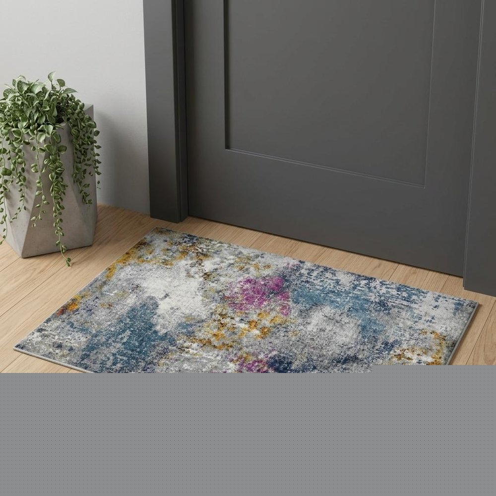2' X 3' Blue Gray And Purple Area Rug