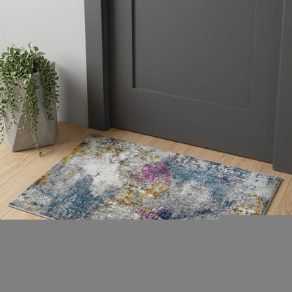 2' X 3' Blue Gray And Purple Area Rug