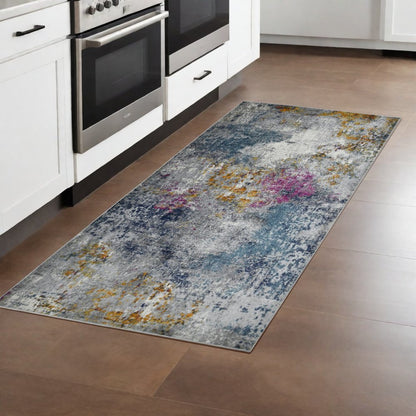 2' X 3' Blue Gray And Purple Area Rug