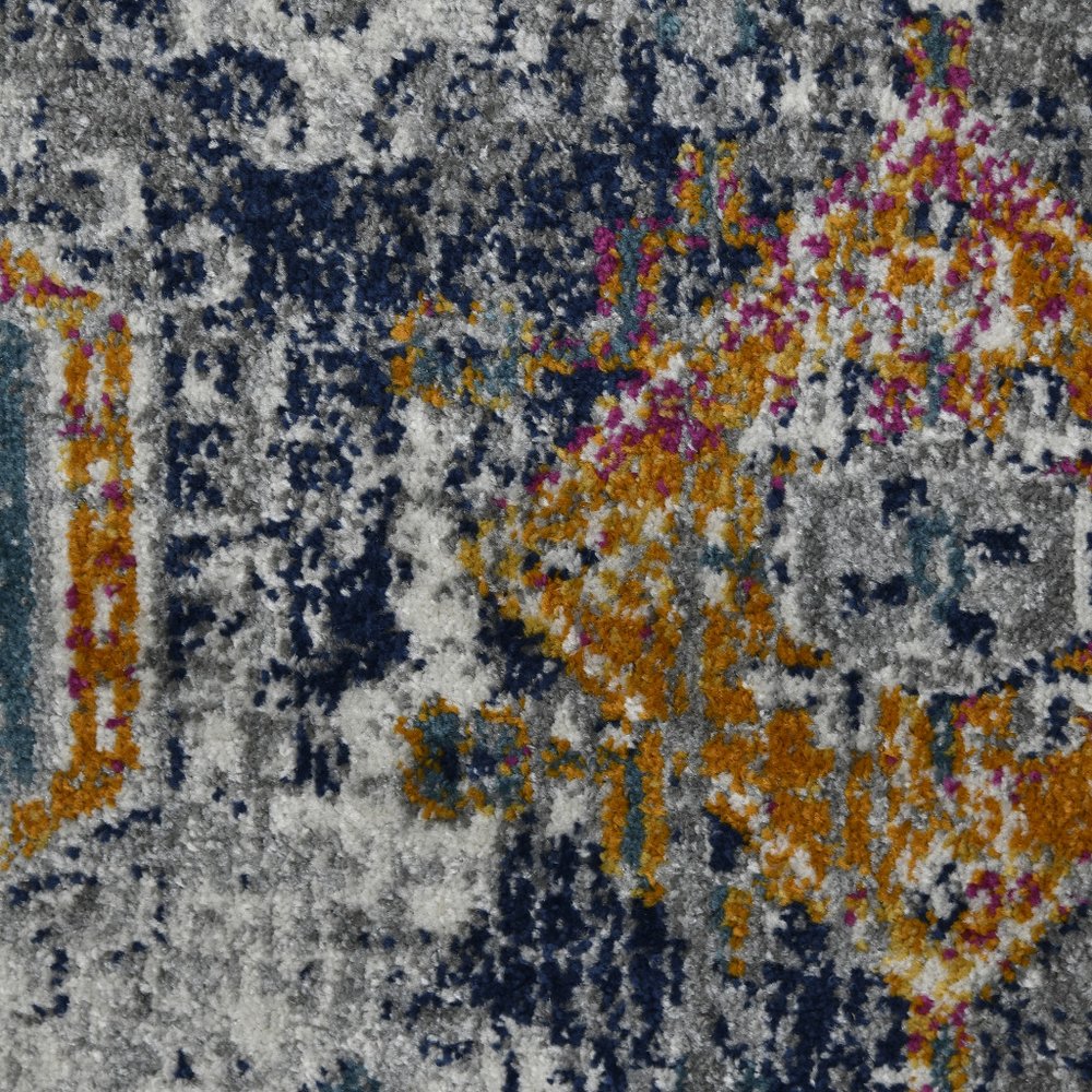 8' Blue Gray And Rust Area Rug