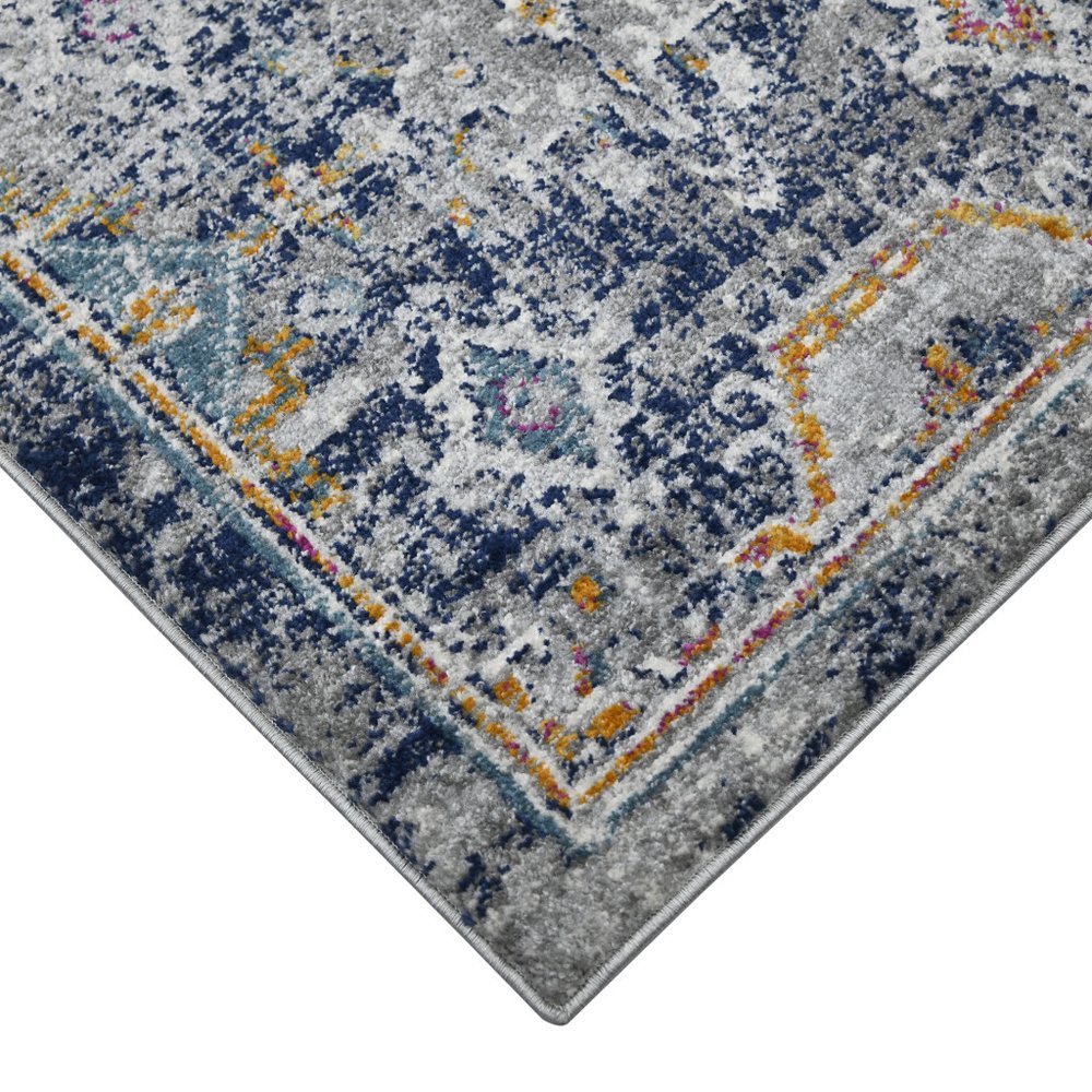 9' X 12' Blue Gray And Rust Area Rug