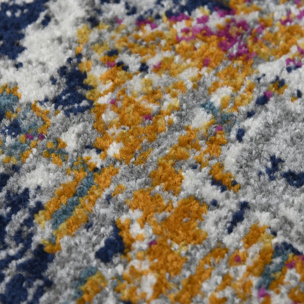 9' X 12' Blue Gray And Rust Area Rug