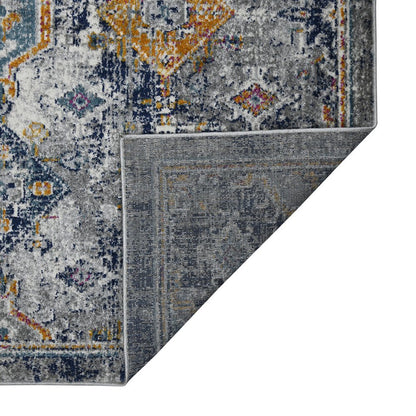 9' X 12' Blue Gray And Rust Area Rug