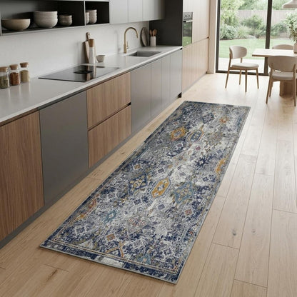 2' X 3' Blue Gray And Rust Area Rug
