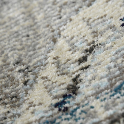 9' X 12' Teal Gray And Ivory Area Rug