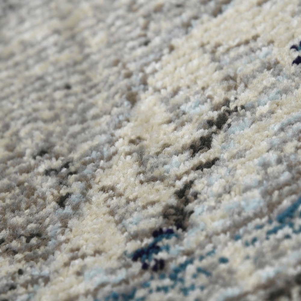 9' X 12' Teal Gray And Ivory Area Rug