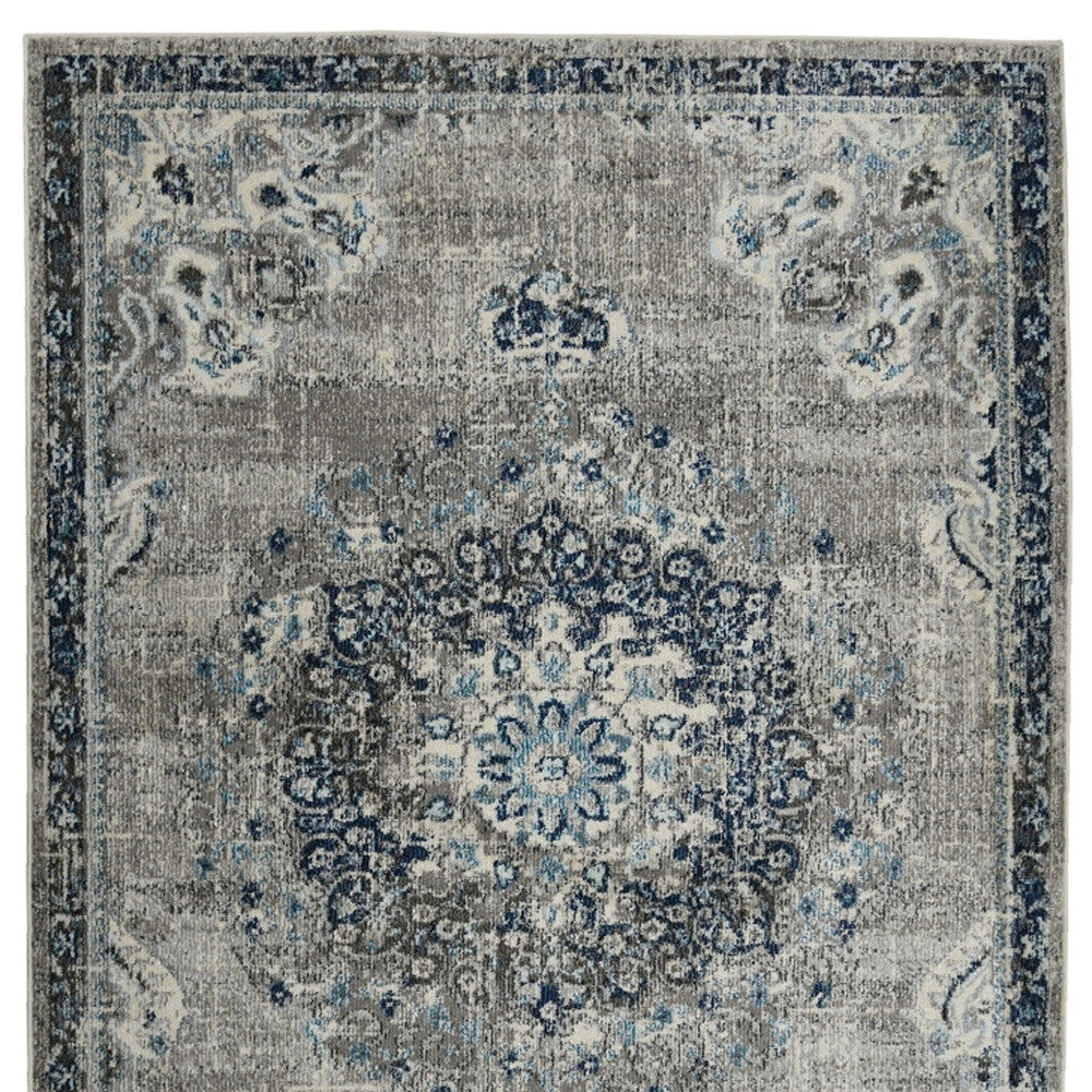 2' x 3' Teal Blue Medallion Power Loom Area Rug