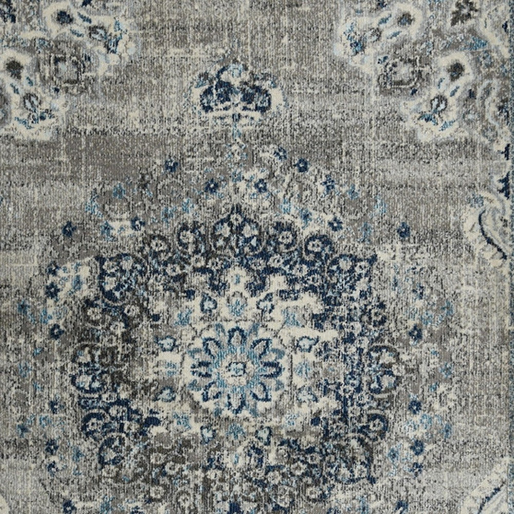 2' x 3' Teal Blue Medallion Power Loom Area Rug