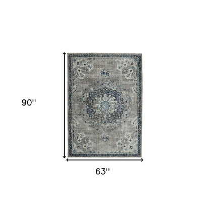 2' x 3' Teal Blue Medallion Power Loom Area Rug