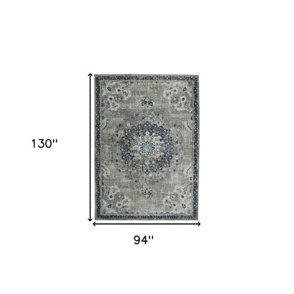 2' x 3' Teal Blue Medallion Power Loom Area Rug