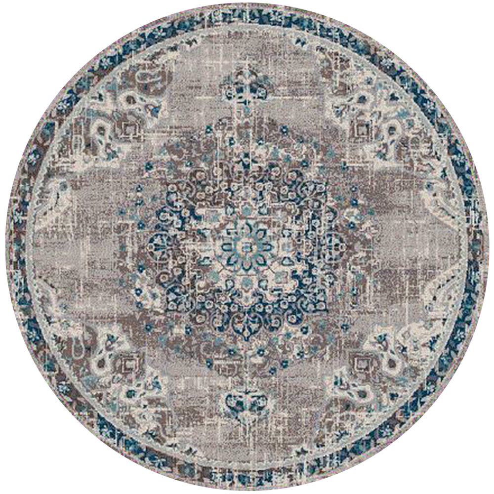 2' X 3' Teal Gray And Ivory Area Rug