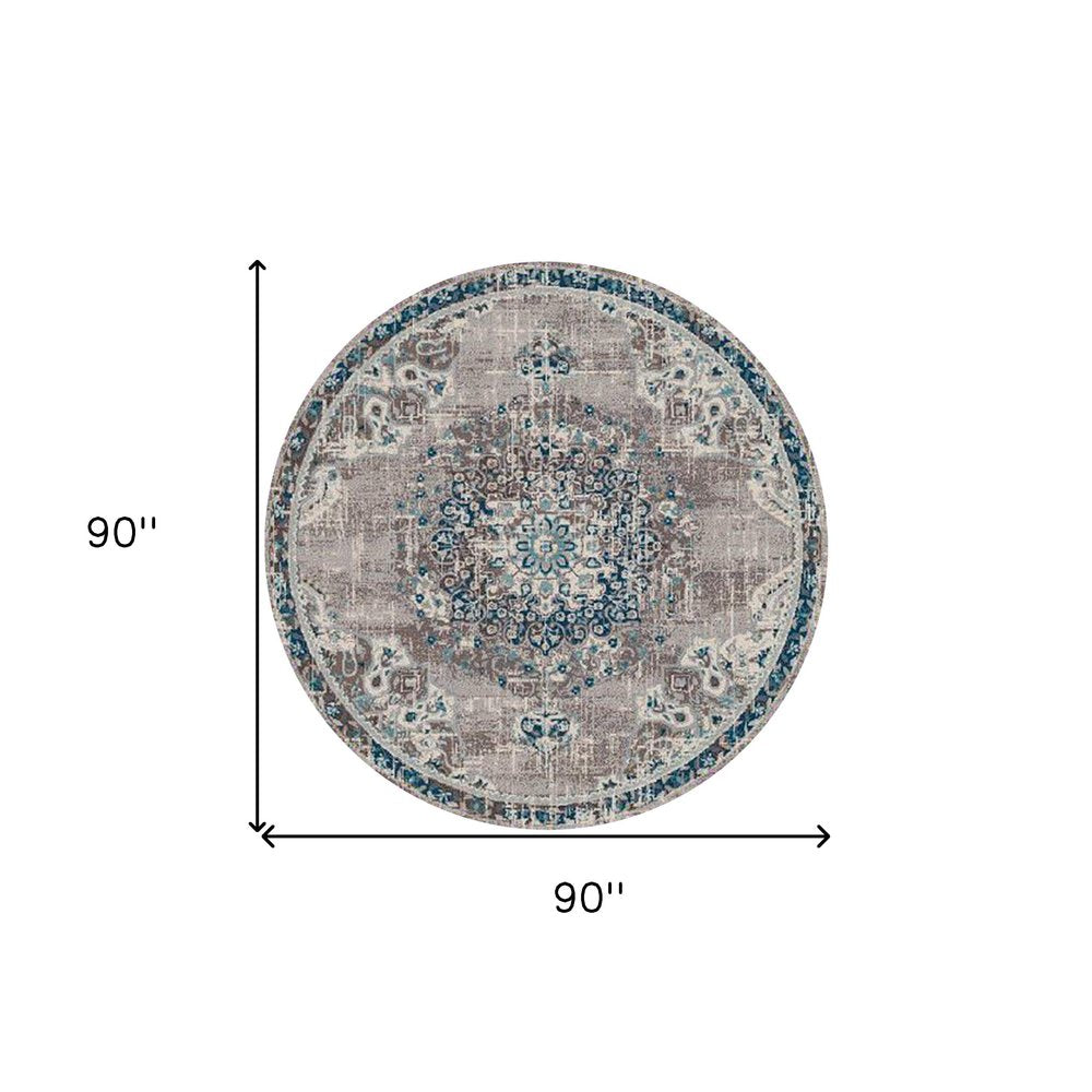 2' X 3' Teal Gray And Ivory Area Rug