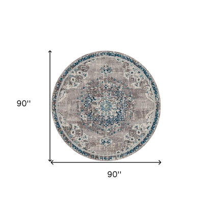 2' X 3' Teal Gray And Ivory Area Rug