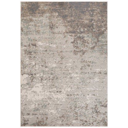 9' X 12' Gray And Ivory Abstract Area Rug
