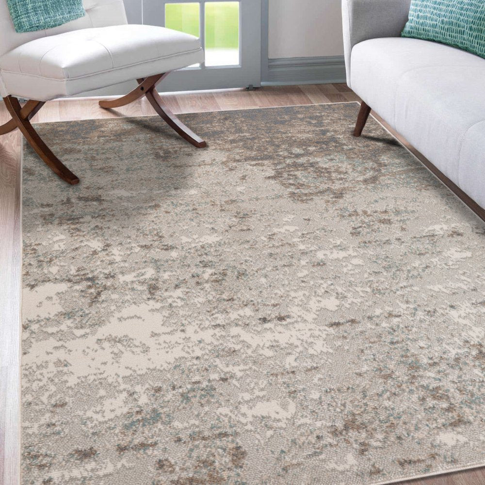 9' X 12' Gray And Ivory Abstract Area Rug
