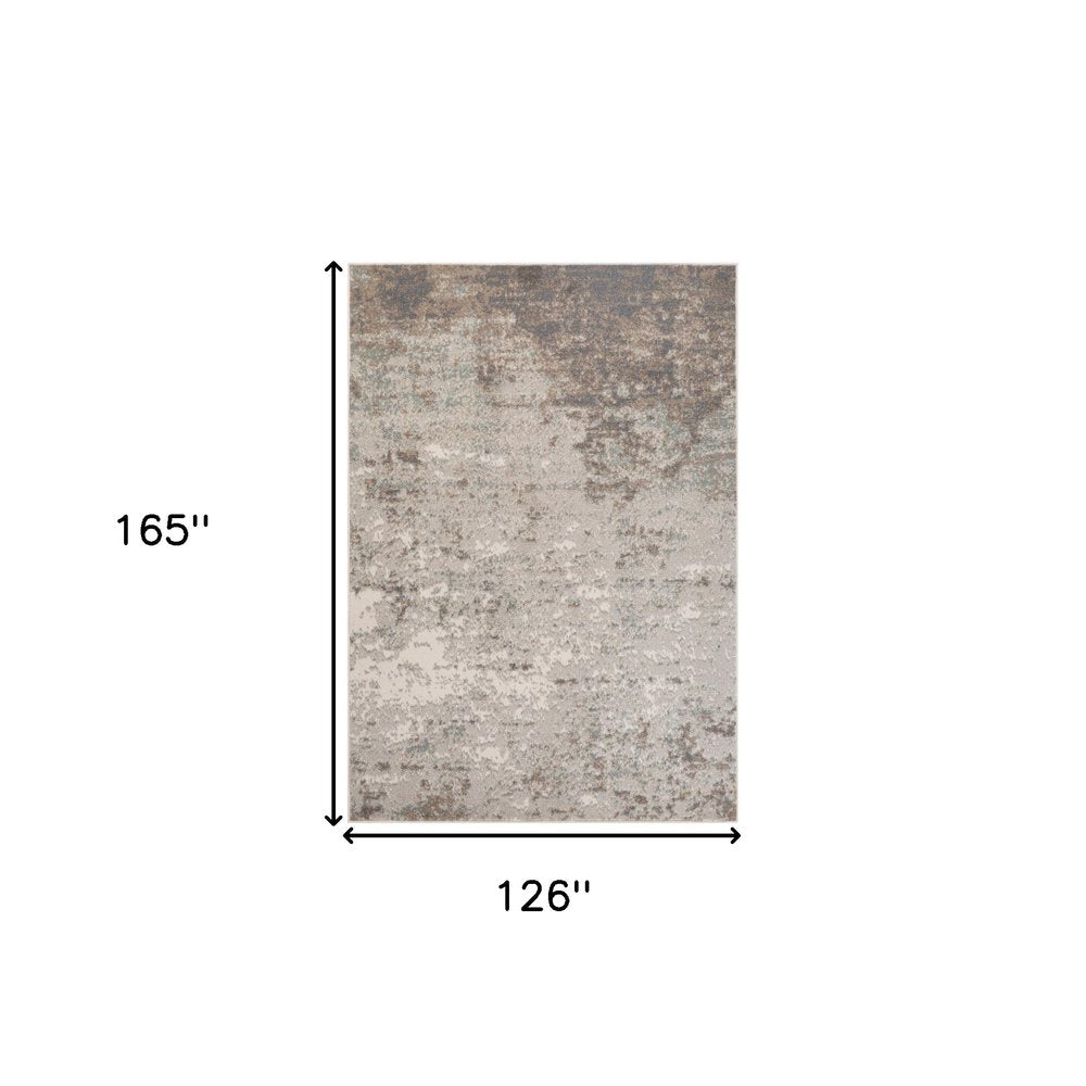 9' X 12' Gray And Ivory Abstract Area Rug
